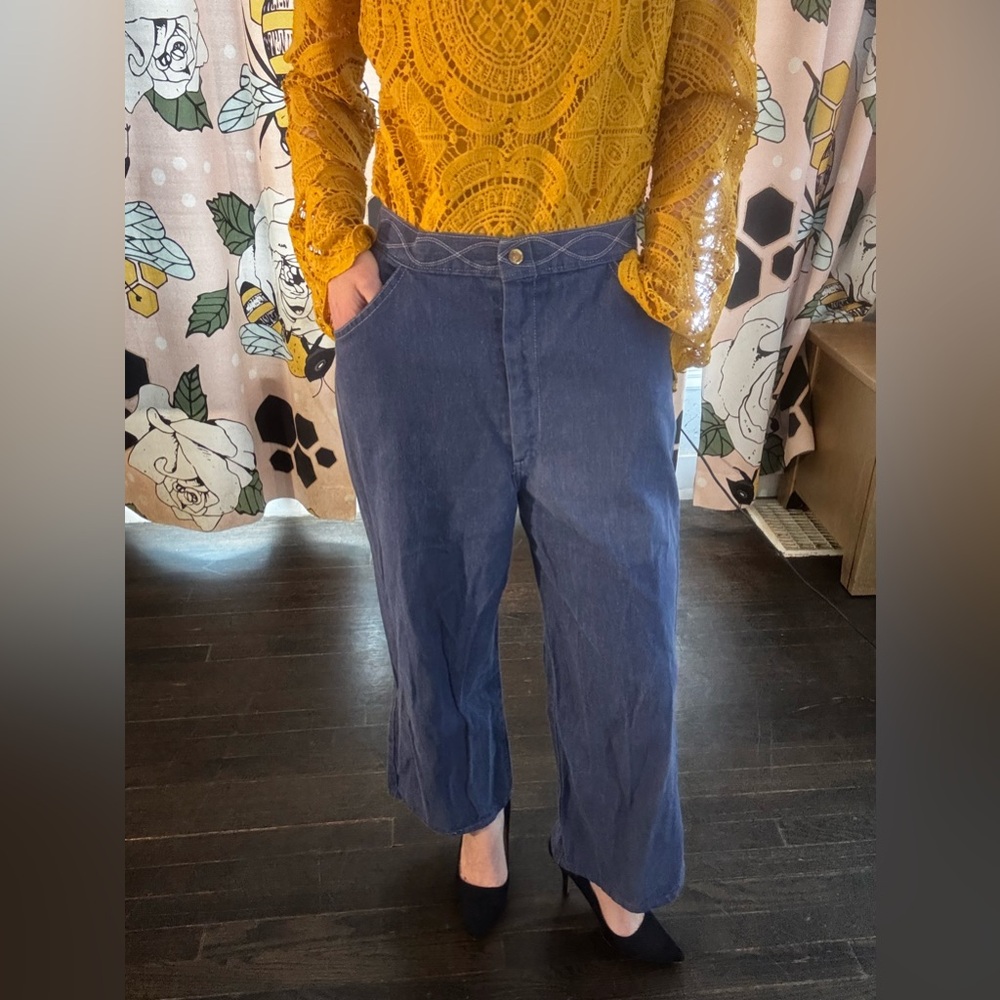 Vintage Sears 70s embellished embroidery waist Jeans size 26?